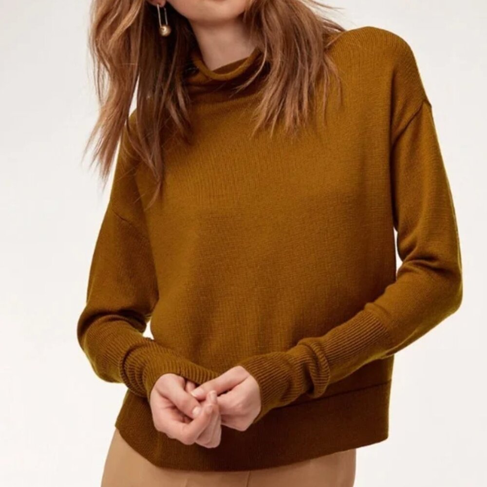 Aritzia Wilfred Cyprie Funnel Neck Sweater, 100% Merino Wool, Size  Medium